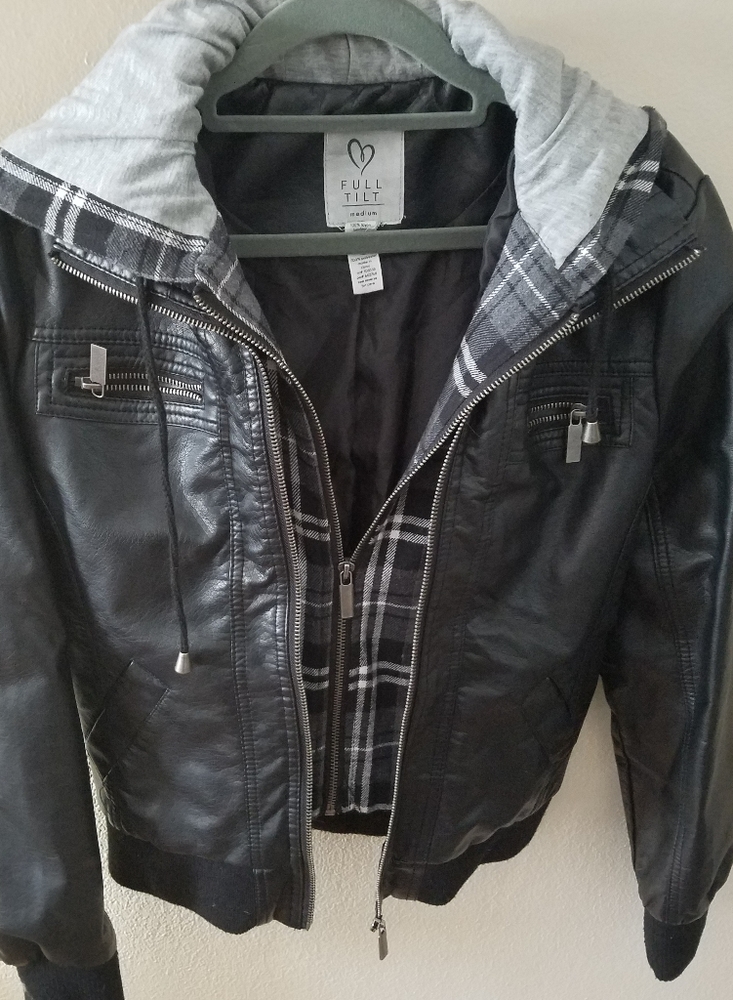 Pleather and plaid jacket